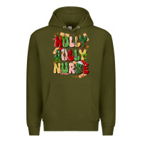 Army Green holly jolly nurse Premium Hoodie - MaliasSmallBusiness