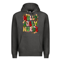 Charcoal Heather holly jolly nurse Premium Hoodie - MaliasSmallBusiness
