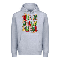 Heather Grey holly jolly nurse Premium Hoodie - MaliasSmallBusiness