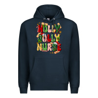 Navy holly jolly nurse Premium Hoodie - MaliasSmallBusiness