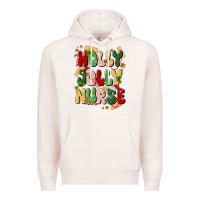 Pale Pink holly jolly nurse Premium Hoodie - MaliasSmallBusiness