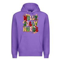 Purple holly jolly nurse Premium Hoodie - MaliasSmallBusiness