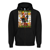 Black Christmas rooster Zipper Hoodie - Artiststas