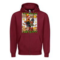 Burgundy Christmas rooster Zipper Hoodie - Artiststas