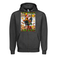 Charcoal Heather Christmas rooster Zipper Hoodie - Artiststas