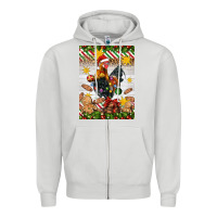 Dove Grey Christmas rooster Zipper Hoodie - Artiststas
