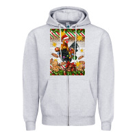 Heather Grey Christmas rooster Zipper Hoodie - Artiststas