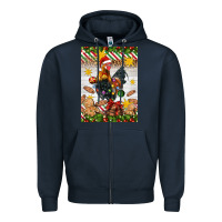 Navy Christmas rooster Zipper Hoodie - Artiststas