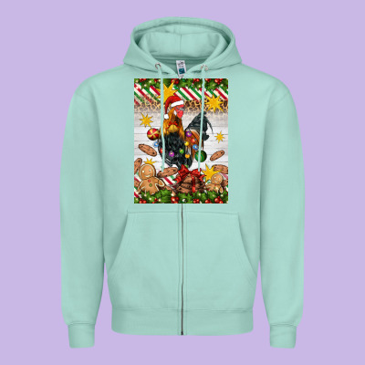 Christmas Rooster Zipper Hoodie Designed By Artiststas