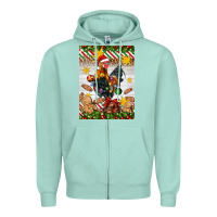 Seafoam Christmas rooster Zipper Hoodie - Artiststas