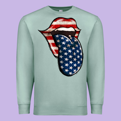 America 4th Of July Tongue Premium Sweatshirt Designed By Jasminsmagicworld