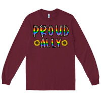 Burgundy proud ally Long Sleeve Tee - CowhideDigitalArt