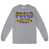 Heather Grey proud ally Long Sleeve Tee - CowhideDigitalArt