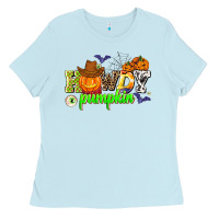 Baby Blue howdy halloween pumpkins Ladies Tee - AdoDesignShop