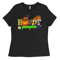 Black howdy halloween pumpkins Ladies Tee - AdoDesignShop