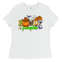 White howdy halloween pumpkins Ladies Tee - AdoDesignShop