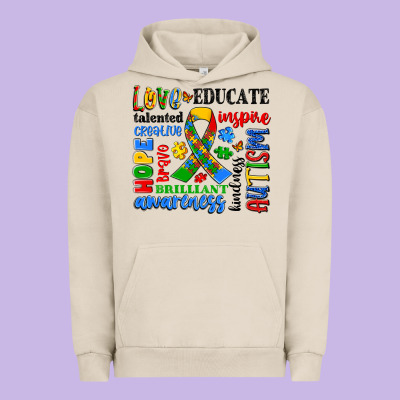 Autism Awareness Typography Urban Hoodie Designed By Artiststas
