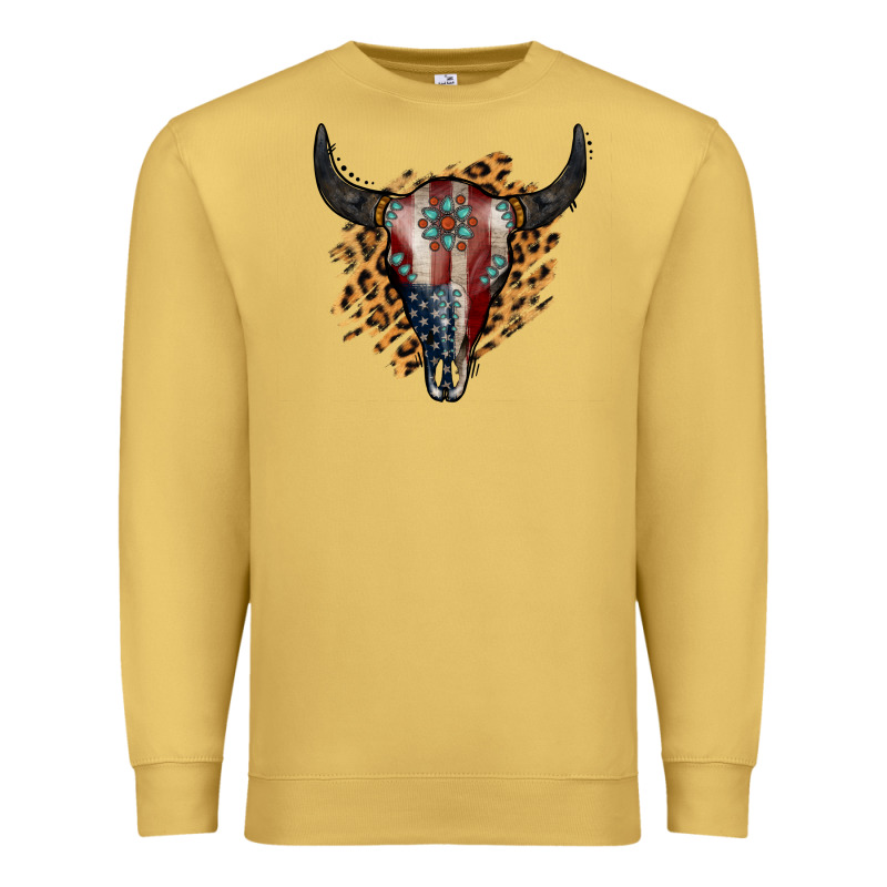 American Bull Skull Premium Sweatshirt by Jasminsmagicworld | Teevron