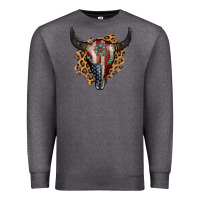 Charcoal Heather American Bull Skull Premium Sweatshirt - Jasminsmagicworld