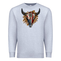 Heather Grey American Bull Skull Premium Sweatshirt - Jasminsmagicworld