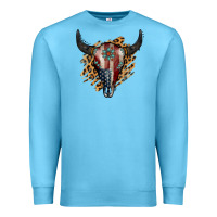 Ocean Blue American Bull Skull Premium Sweatshirt - Jasminsmagicworld