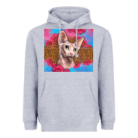 Heather Grey Western Sphynx Cat Heavyweight Hoodie - LillyAllenDesigns
