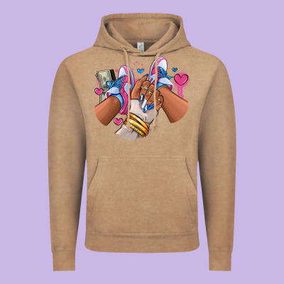Vintage Hoodie Pink and blue sneaker girl