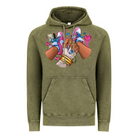 Vintage Olive Pink and blue sneaker girl Vintage Hoodie - RanaPortraitStore