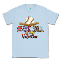 Dusty Blue baseball is my valentine Classic Tee - RacoonDesign
