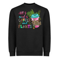 Black all i need is coffee and plants Heavyweight Sweatshirt - texasbilliewilder