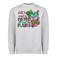 Heather Grey all i need is coffee and plants Heavyweight Sweatshirt - texasbilliewilder