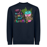 Navy all i need is coffee and plants Heavyweight Sweatshirt - texasbilliewilder