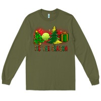 Army Green tis the season christmas with tennis ball and tree cookie Long Sleeve Tee - FaDigitalArtStudio