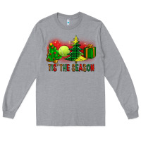 Heather Grey tis the season christmas with tennis ball and tree cookie Long Sleeve Tee - FaDigitalArtStudio