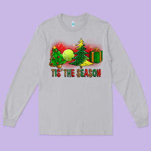 Tis The Season Christmas With Tennis Ball And Tree Cookie Long Sleeve Tee Designed By Fadigitalartstudio