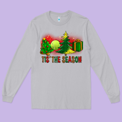 Tis The Season Christmas With Tennis Ball And Tree Cookie Long Sleeve Tee Designed By Fadigitalartstudio