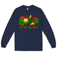 Navy tis the season christmas with tennis ball and tree cookie Long Sleeve Tee - FaDigitalArtStudio