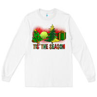 White tis the season christmas with tennis ball and tree cookie Long Sleeve Tee - FaDigitalArtStudio