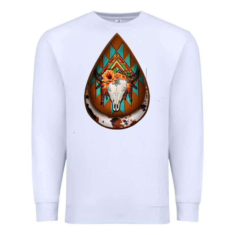 Aztec Bullskull Teardrop Earrings Premium Sweatshirt by Jasminsmagicworld | Teevron