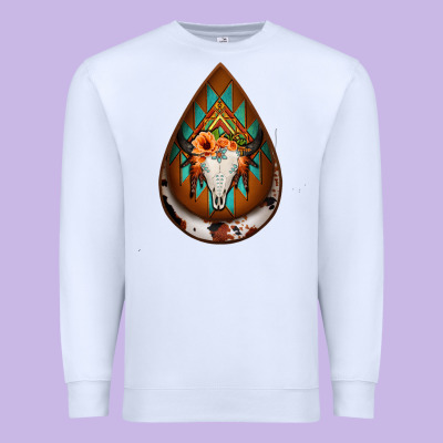 Aztec Bullskull Teardrop Earrings Premium Sweatshirt Designed By Jasminsmagicworld