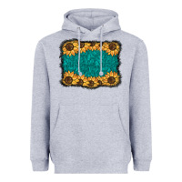Heather Grey sunflower background Heavyweight Hoodie - BarkalooDesign
