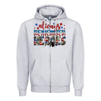 Heather Grey always remember heroes Zipper Hoodie - JahusDesignShop