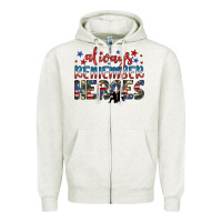 Oatmeal Heather always remember heroes Zipper Hoodie - JahusDesignShop