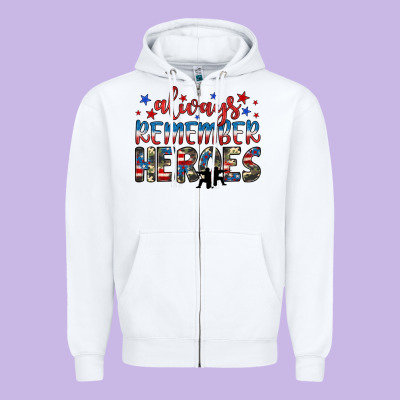 Always Remember Heroes Zipper Hoodie Designed By Jahusdesignshop
