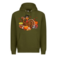 Army Green football turkey thanksgiving Premium Hoodie - MaliasSmallBusiness