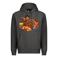 Charcoal Heather football turkey thanksgiving Premium Hoodie - MaliasSmallBusiness