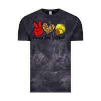 Cloud Black peace love softball Vintage Tee - Zillion Design Studio