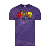 Cloud Purple peace love softball Vintage Tee - Zillion Design Studio
