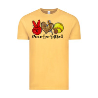 Vintage Mustard peace love softball Vintage Tee - Zillion Design Studio