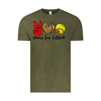Vintage Olive peace love softball Vintage Tee - Zillion Design Studio